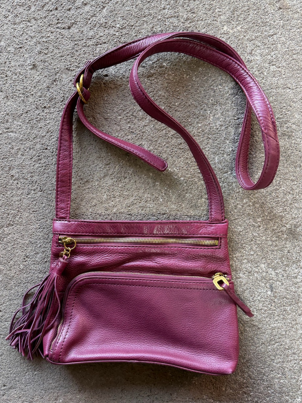 HOBO Leather Crossbody Bag in Plum